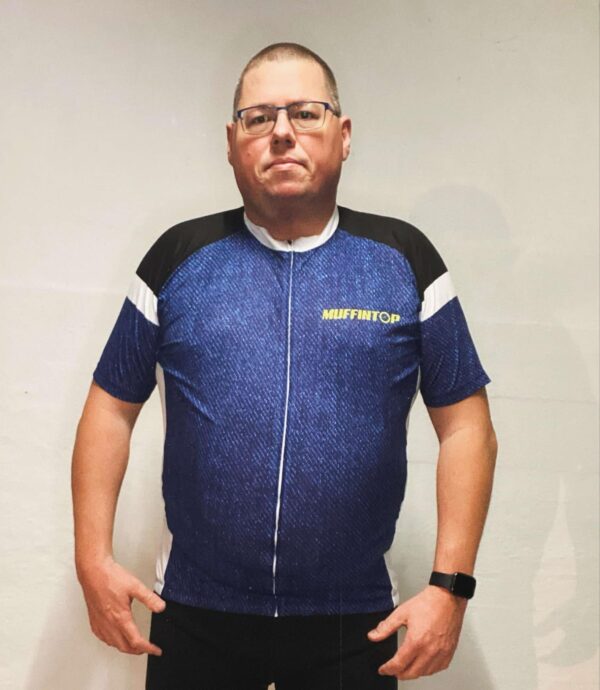 Cykeltrøje denimfarve, store størrelser