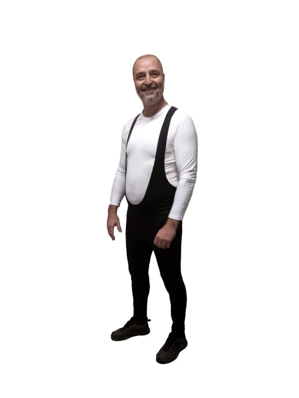 Cykelbukser lange med seler, windstopper og med gelpude, store størrelser